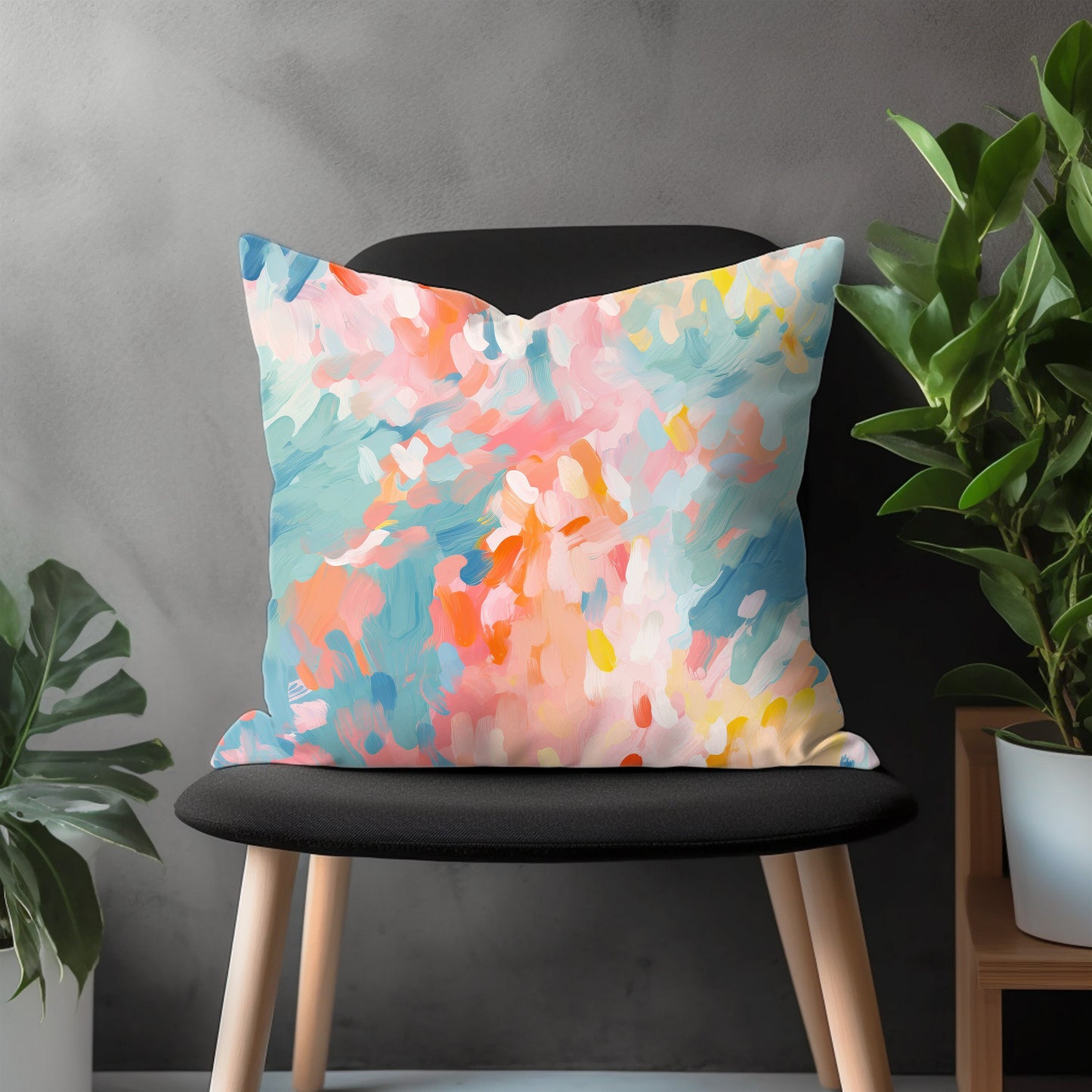 Abstract Brushed Pattern Pillow Cover, Colorful Modern Euro Sham Pillow Case, Boho Living Room Throw Pillow Case, Any Size Pillow Case