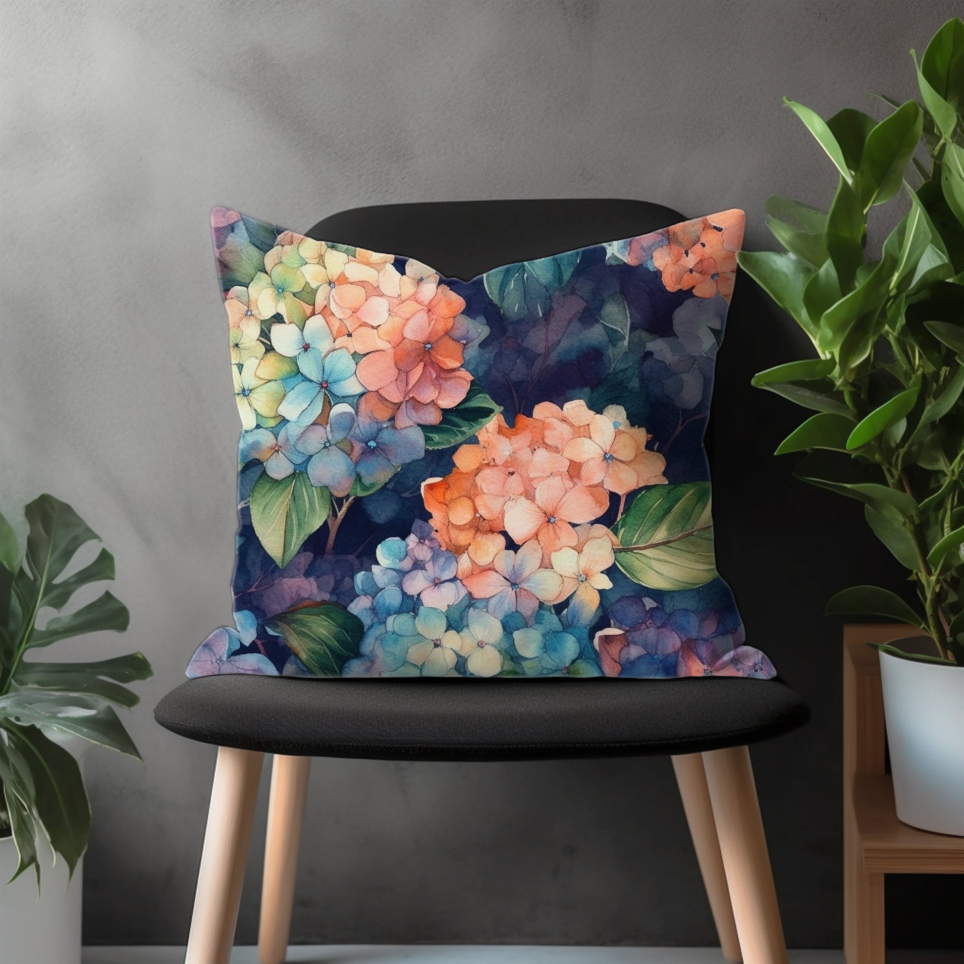 Purple Flowers Pillow Cover, Floral Pillow Euro Shams, Hydrangea Flowers Living Room Decor, Farmhouse Bedroom Throw Pillow Case