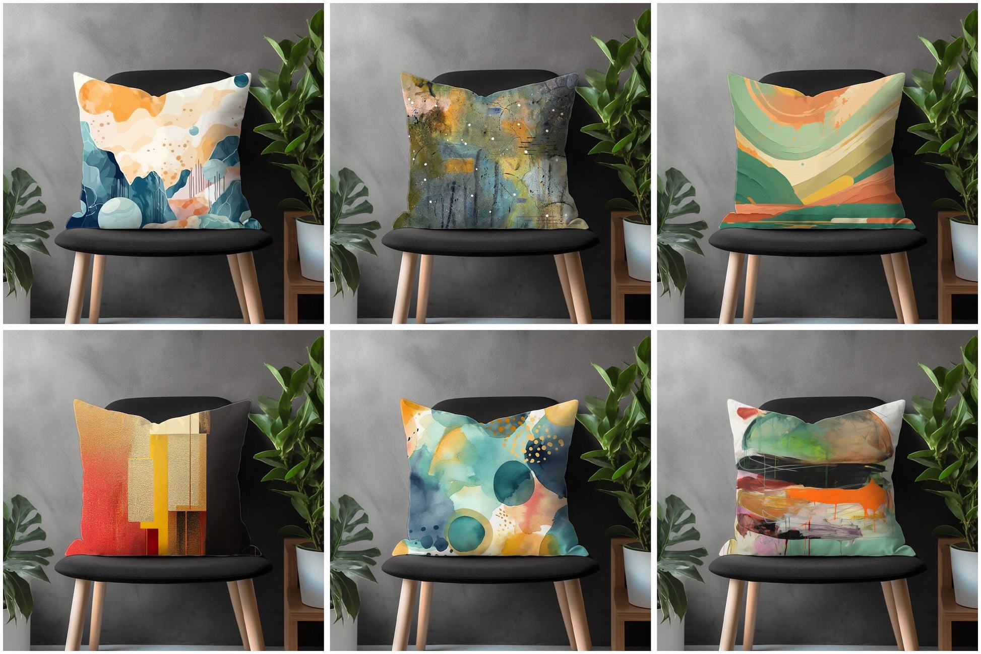 Abstract Modern Acrylic Print Pillow Cover, Green & Orange Euro Pillow Sham, Sun Painting With Abstract Background Pillow Cover