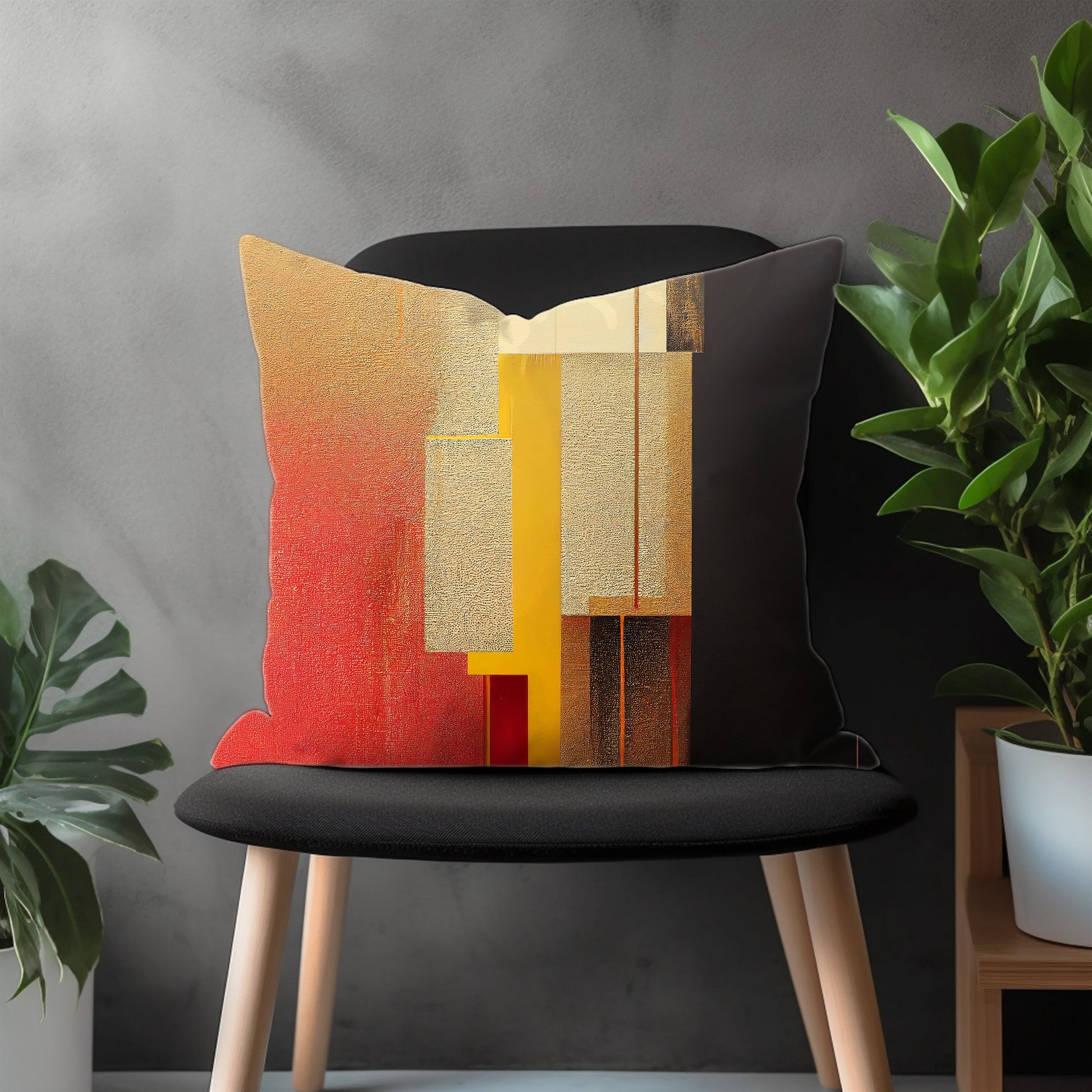 Abstract Modern Acrylic Print Pillow Cover, Green & Orange Euro Pillow Sham, Sun Painting With Abstract Background Pillow Cover