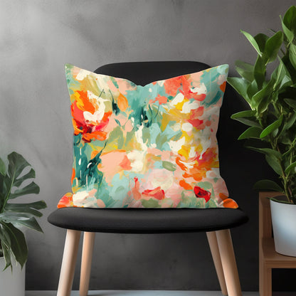 Boho Leaves Pillow Cover, Withered Leaves Watercolor Euro Pillow Shams, Green Leaves Living Room Decor, Spring Floral Bedroom Throw Pillow