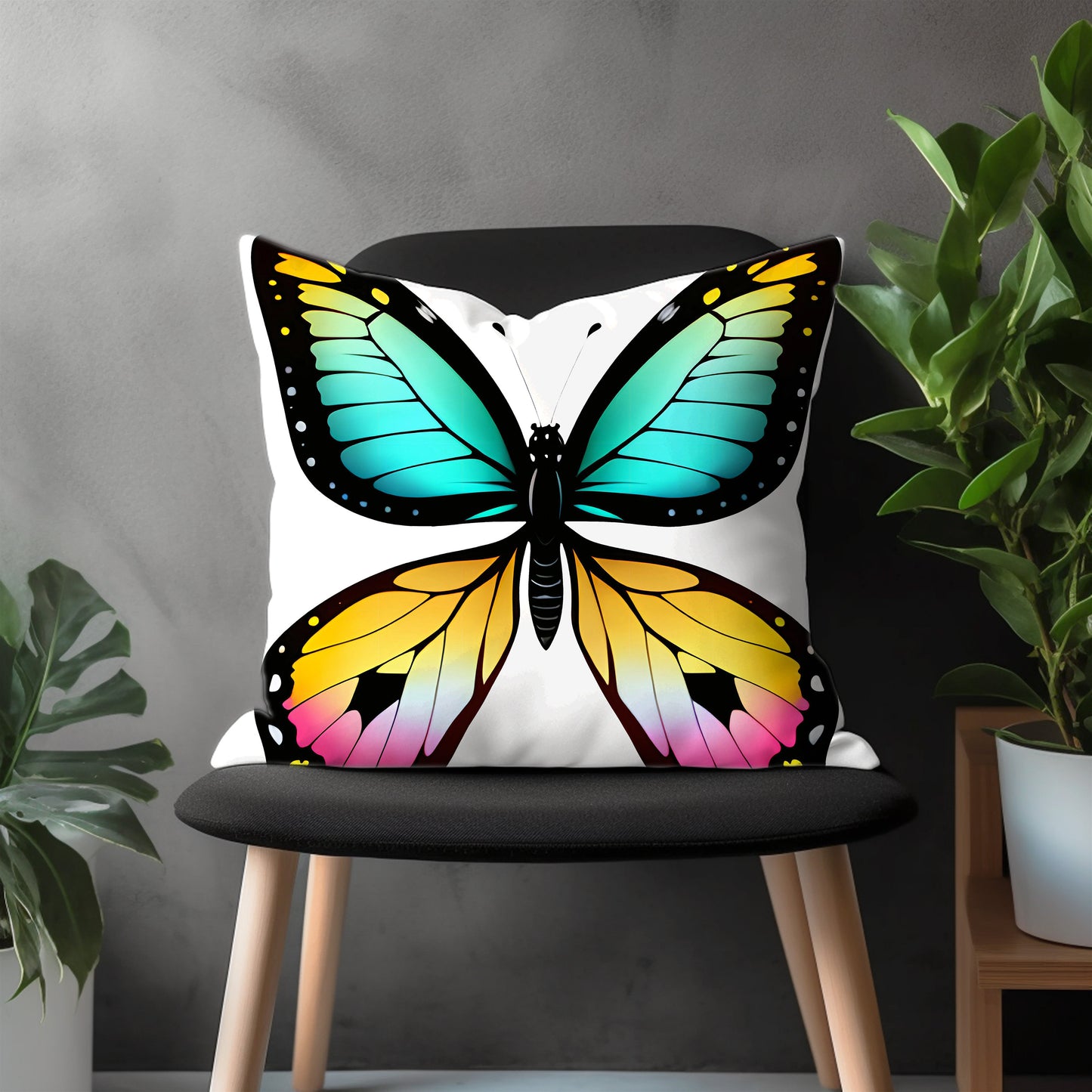 Butterfly Pillow Cover, Rainbow Colorful Animal Euro Pillow Case, Custom Throw Pillow Bedroom Decoration, Any Size Pillow Cover