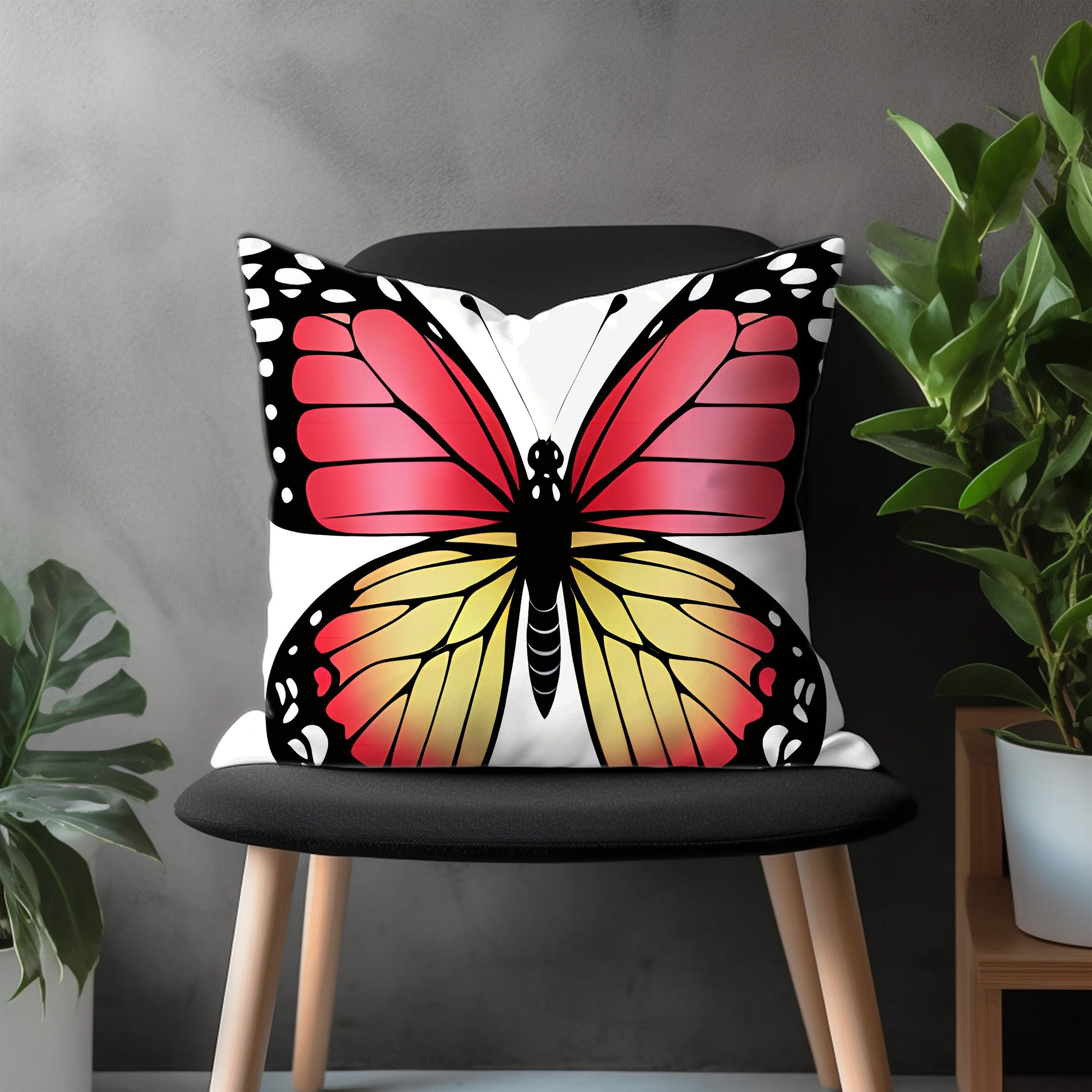 Butterfly Pillow Cover, Rainbow Colorful Animal Euro Pillow Case, Custom Throw Pillow Bedroom Decoration, Any Size Pillow Cover