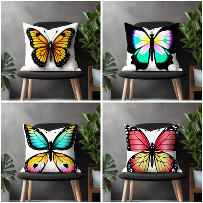 Butterfly Pillow Cover, Rainbow Colorful Animal Euro Pillow Case, Custom Throw Pillow Bedroom Decoration, Any Size Pillow Cover