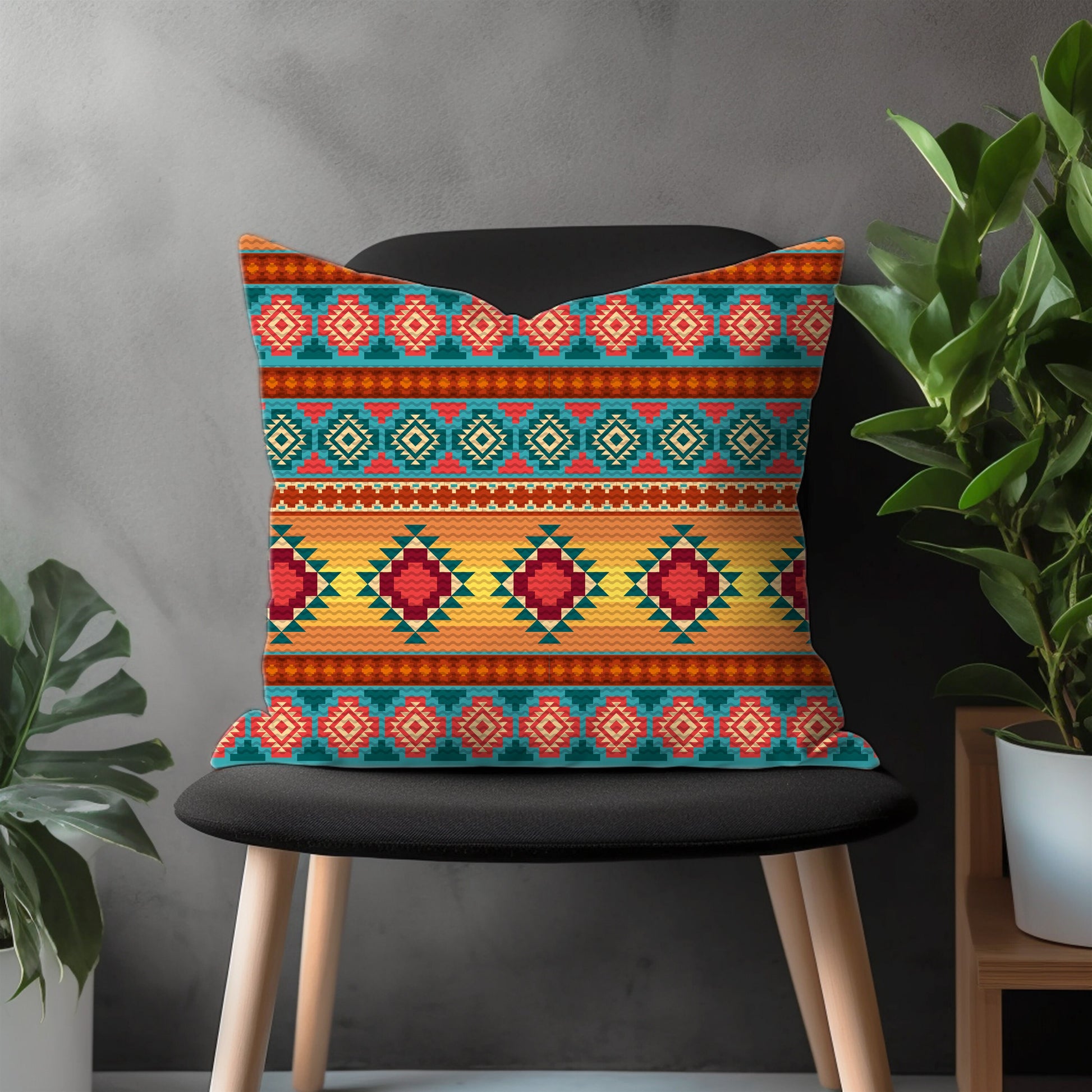 Ethnic Turkish Kilim Pillow Cover, Traditional Southwestern Farmhouse Decor, Aztec Bedroom Throw Pillow Case, Tribal Pattern Living Room