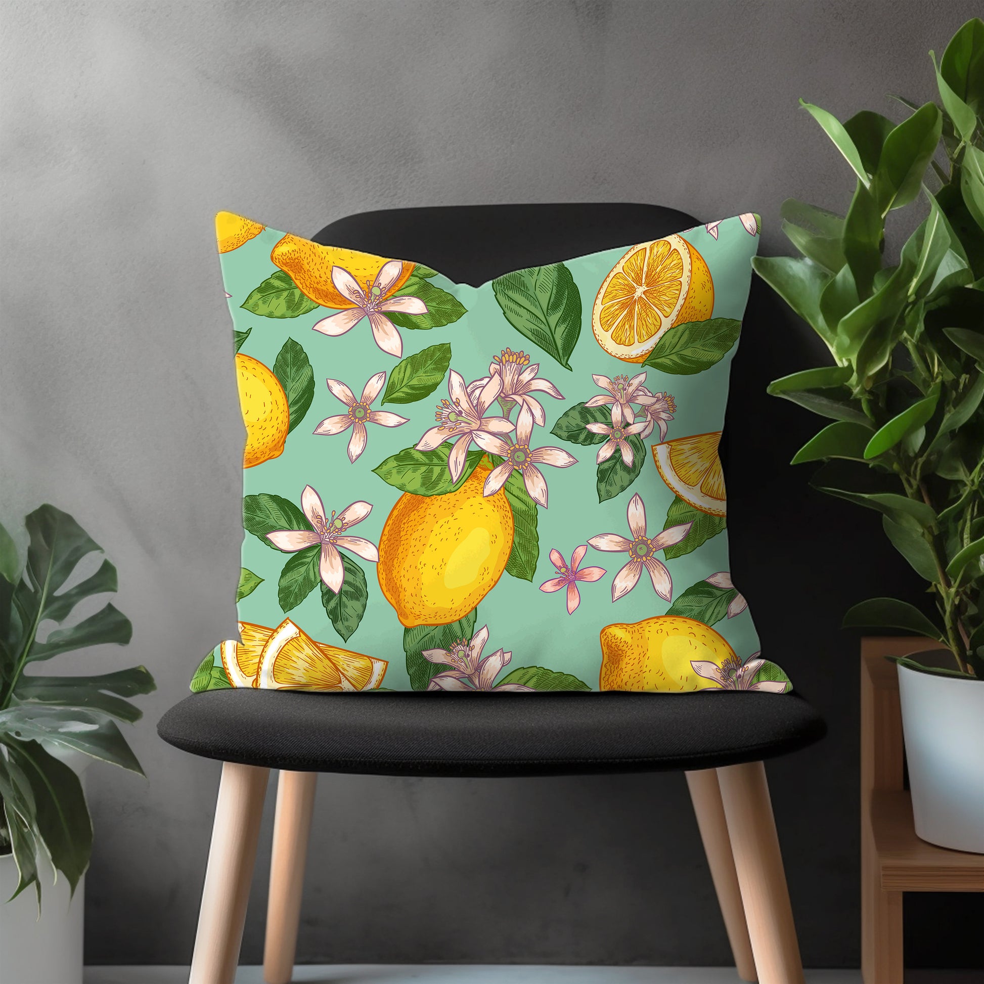 Citrus Pillow Cover, Lemon Euro Pillow Sham Case, Spring Living Room Decoration, Kitchen Throw Pillow Case, Any Size Pillow Cover