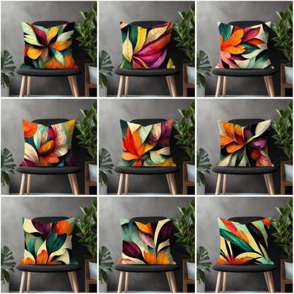 Floral Pillow Cover, Colorful Leaves Euro Sham Pillow Case, Modern Flower Bedroom Throw Pillow Cover, Botanical Couch Pillow Case