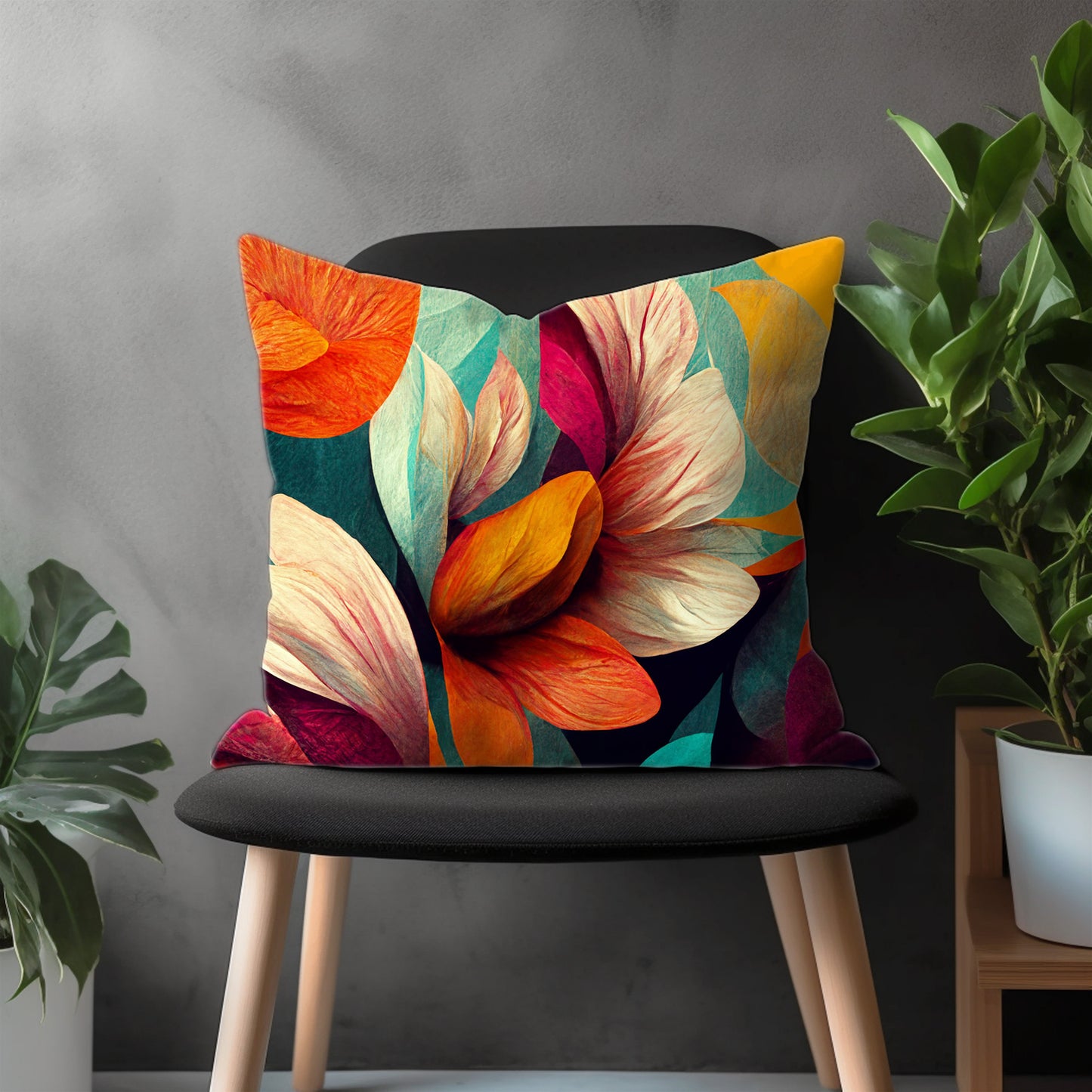 Floral Pillow Cover, Colorful Leaves Euro Sham Pillow Case, Modern Flower Bedroom Throw Pillow Cover, Botanical Couch Pillow Case