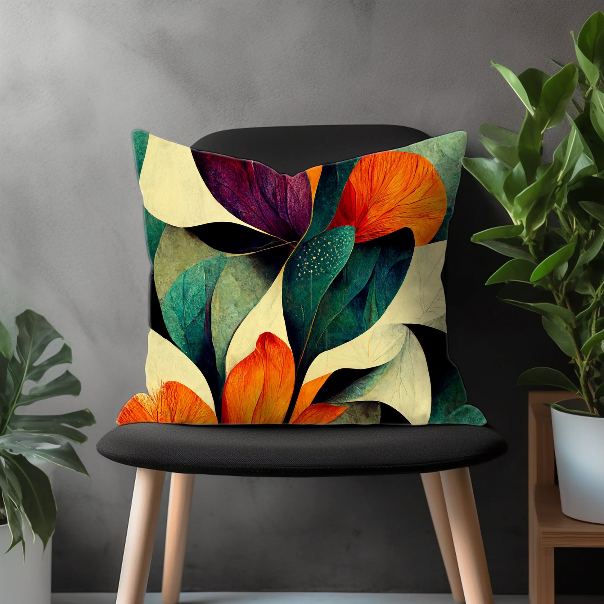 Floral Pillow Cover, Colorful Leaves Euro Sham Pillow Case, Modern Flower Bedroom Throw Pillow Cover, Botanical Couch Pillow Case