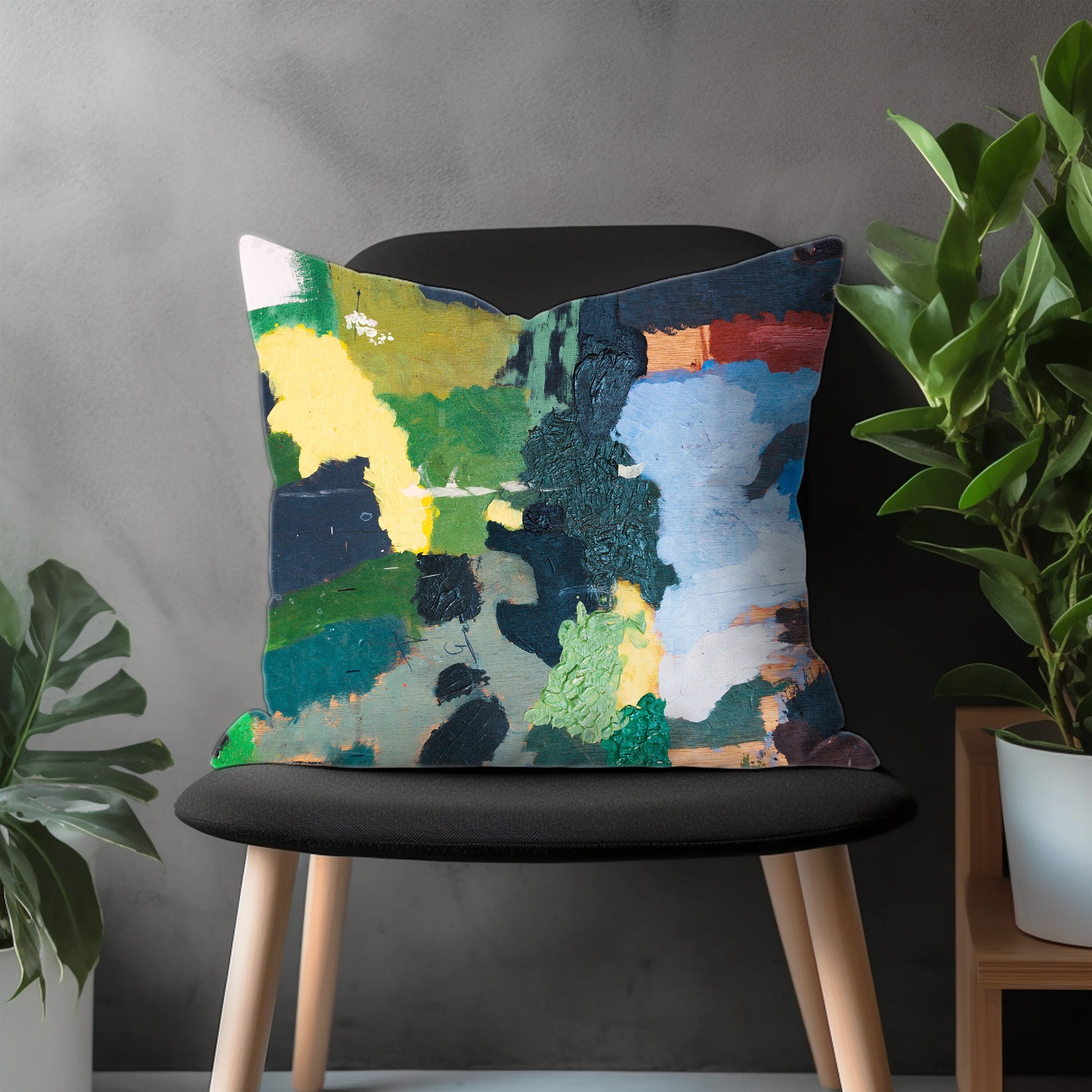 Landscape Pillow Cover, Boho Abstract Euro Sham Pillow Case, Colorful Living Room Decoration, Modern Bedroom Throw Pillow Case