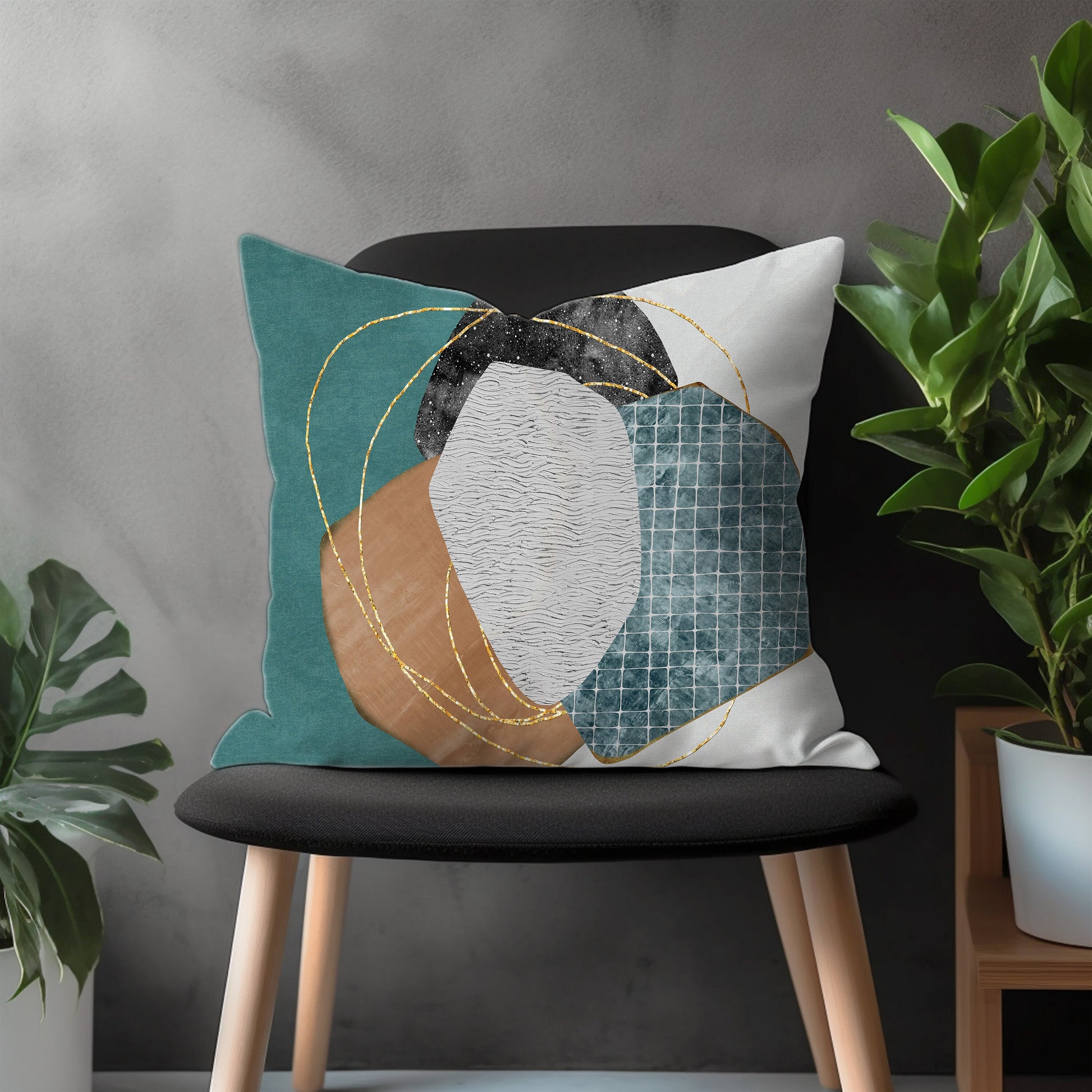 Landscape Pillow Cover, Boho Abstract Euro Sham Pillow Case, Colorful Living Room Decoration, Modern Bedroom Throw Pillow Case