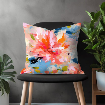 Abstract Flower Pillow Cover, Paint Effect Euro Pillow Shams Case, Colorful Boho Living Room Couch Pillow Cover, Bedroom Throw Pillow Case