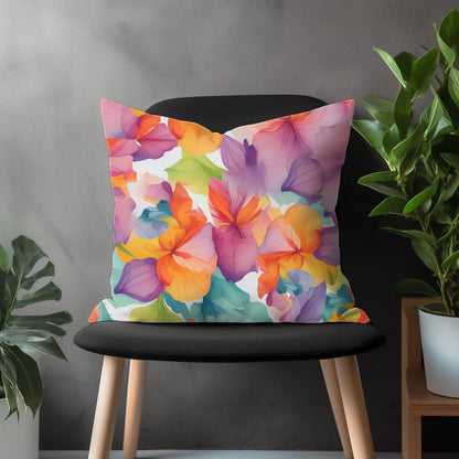 Abstract Flower Pillow Cover, Paint Effect Euro Pillow Shams Case, Colorful Boho Living Room Couch Pillow Cover, Bedroom Throw Pillow Case