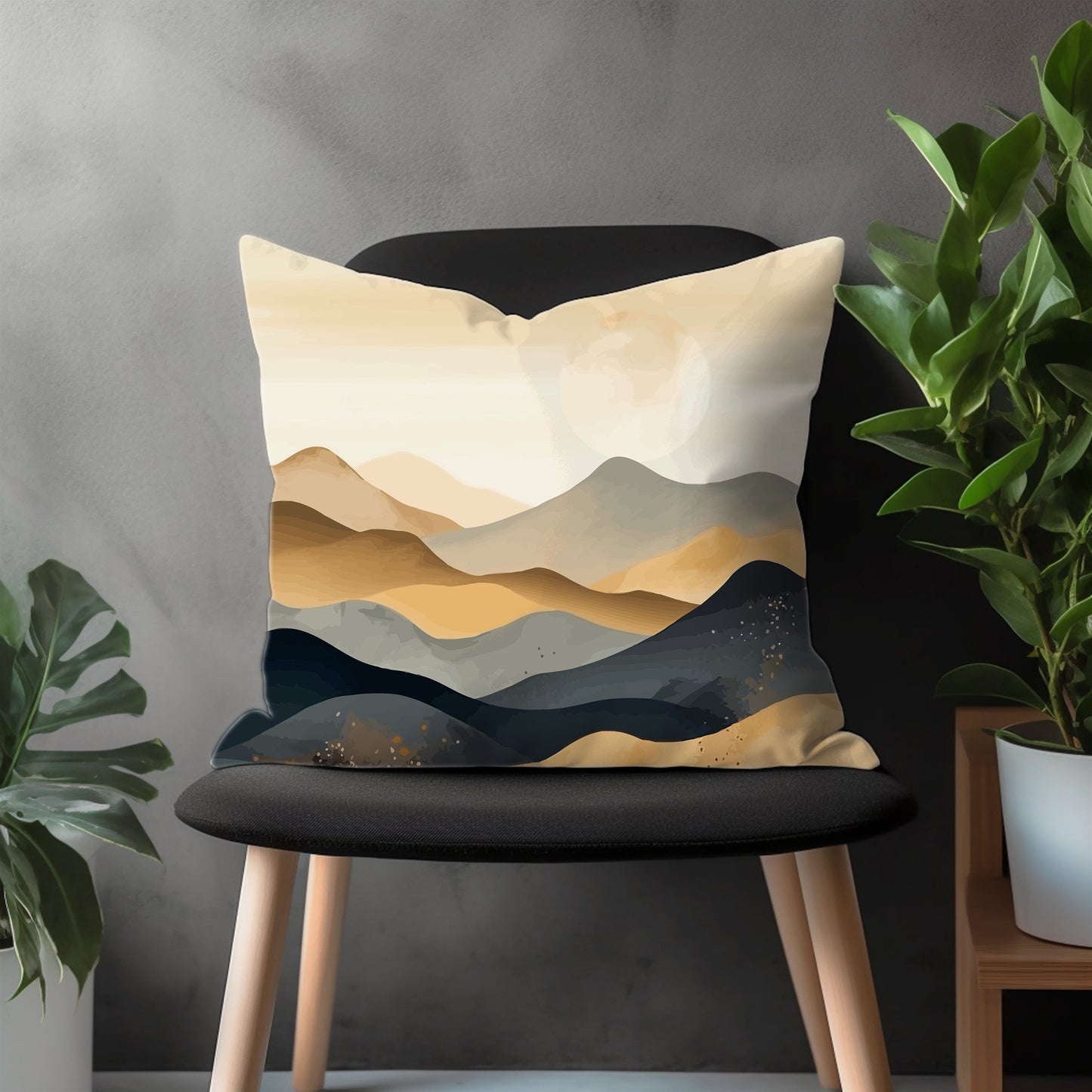 Abstract Modern Pillow Cover, Landscape Mountain Euro Pillow Shams Case, Floral Living Room Decor, Boho Bedroom Throw Pillow