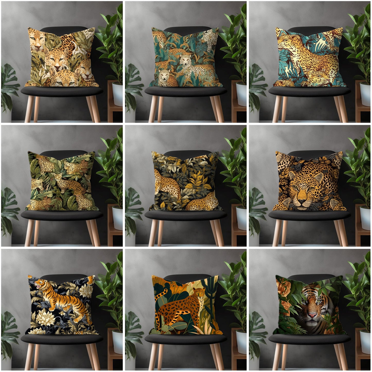 Tiger Pillow Cover, Safari Animal Euro Pillow Sham, Lion Couch Pillow Case, Jungle Bedroom Throw Pillow Cover, Wild Animal Living Room Decor