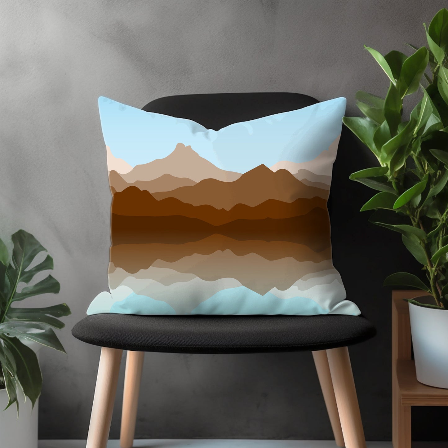 Abstract Mountain View Throw Pillow Cover, Boho Landscape Pillow Case, Colorful Living Room Decoration, Any Size Pillow Cover