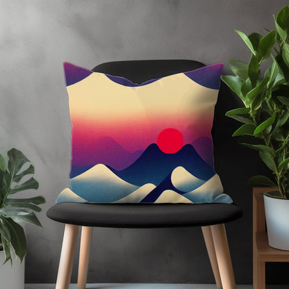 Boho Landscape Pillow Cover, Mountain View Euro Sham Pillow Case, Abstract Living Room Throw Pillow, Country House Decor