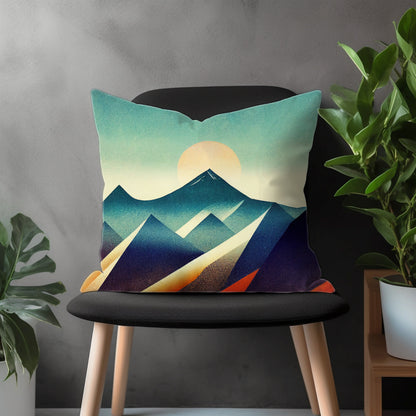 Boho Landscape Pillow Cover, Mountain View Euro Sham Pillow Case, Abstract Living Room Throw Pillow, Country House Decor