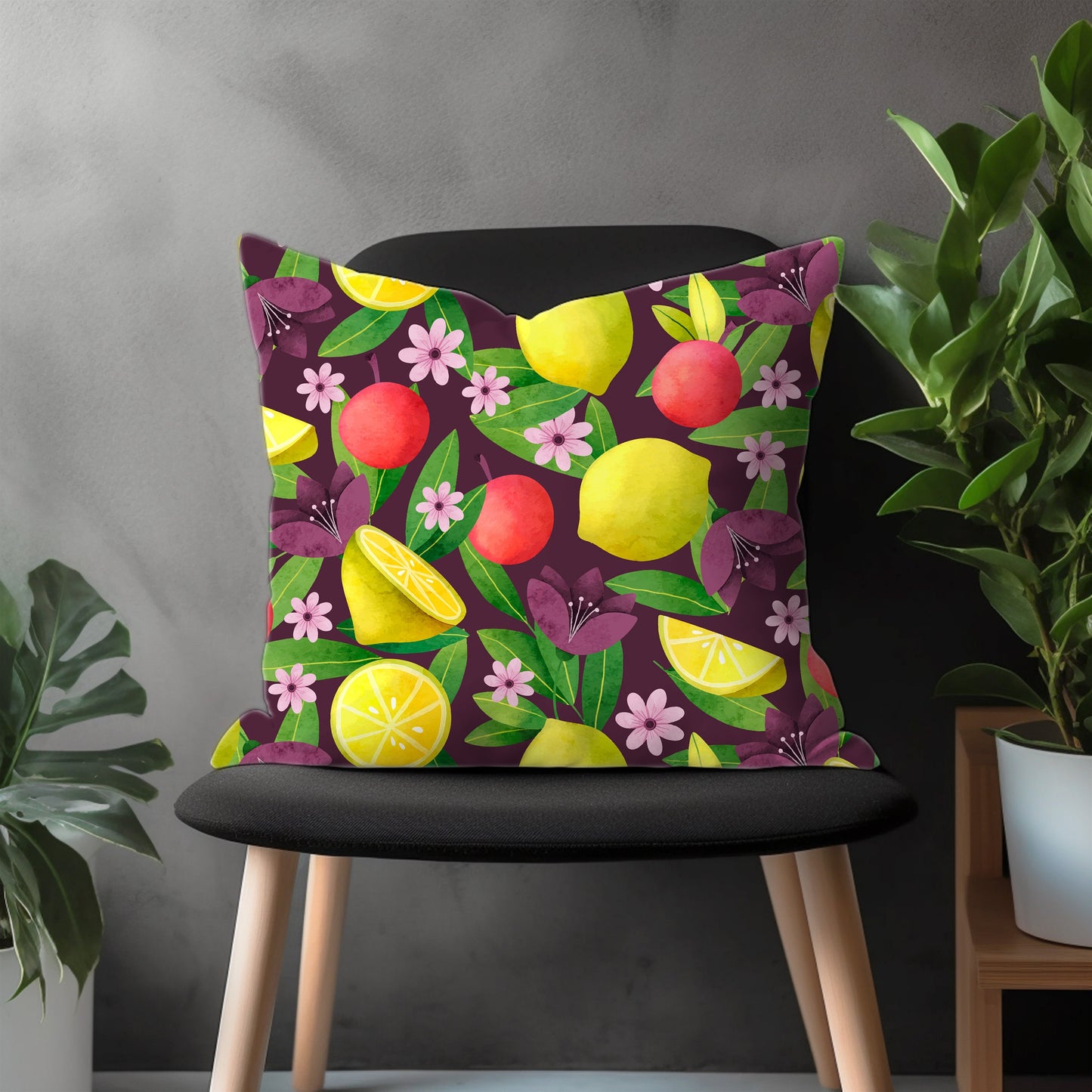 Lemon Pillow Cover, Summer Citrus Euro Pillow Sham Case, Fruit Kitchen Home Decoration, Spring Garden Pillow Cases