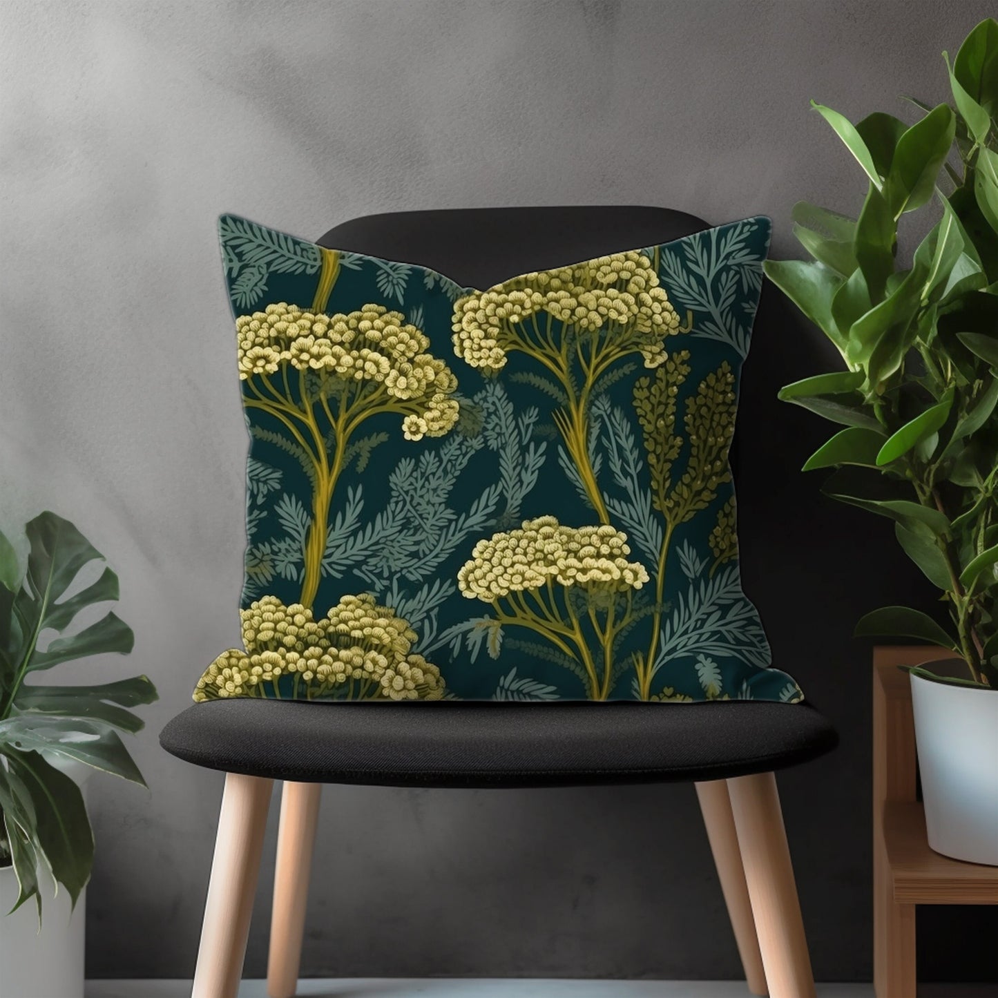 Green Floral Pillow Cover, Botanical Flower Euro Pillow Shams, Exotic Jungle Living Room Decoration, Any Size Pillow Cover,18x18 20x20 22x22