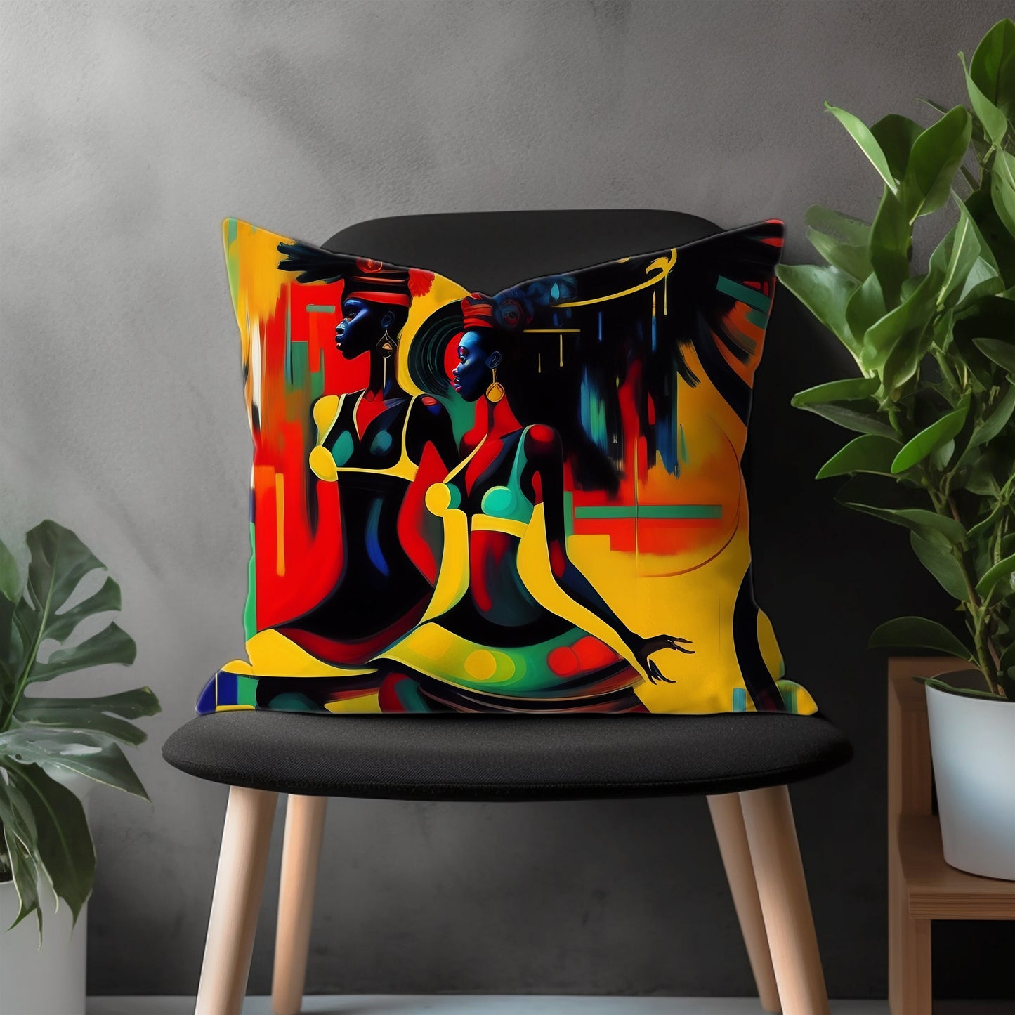 Abstract Face Pillow Cover, Colourful Portrait Euro Pillow Sham Case, Boho Living Room Decoration, Minimal Drawing Bedroom Throw Pillow Case