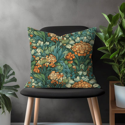 Green Floral Pillow Cover, Tropical Garden Euro Pillow Shams, Leaves Theme Bedroom Throw Pillow Case, Flower Couch Pillow Cover