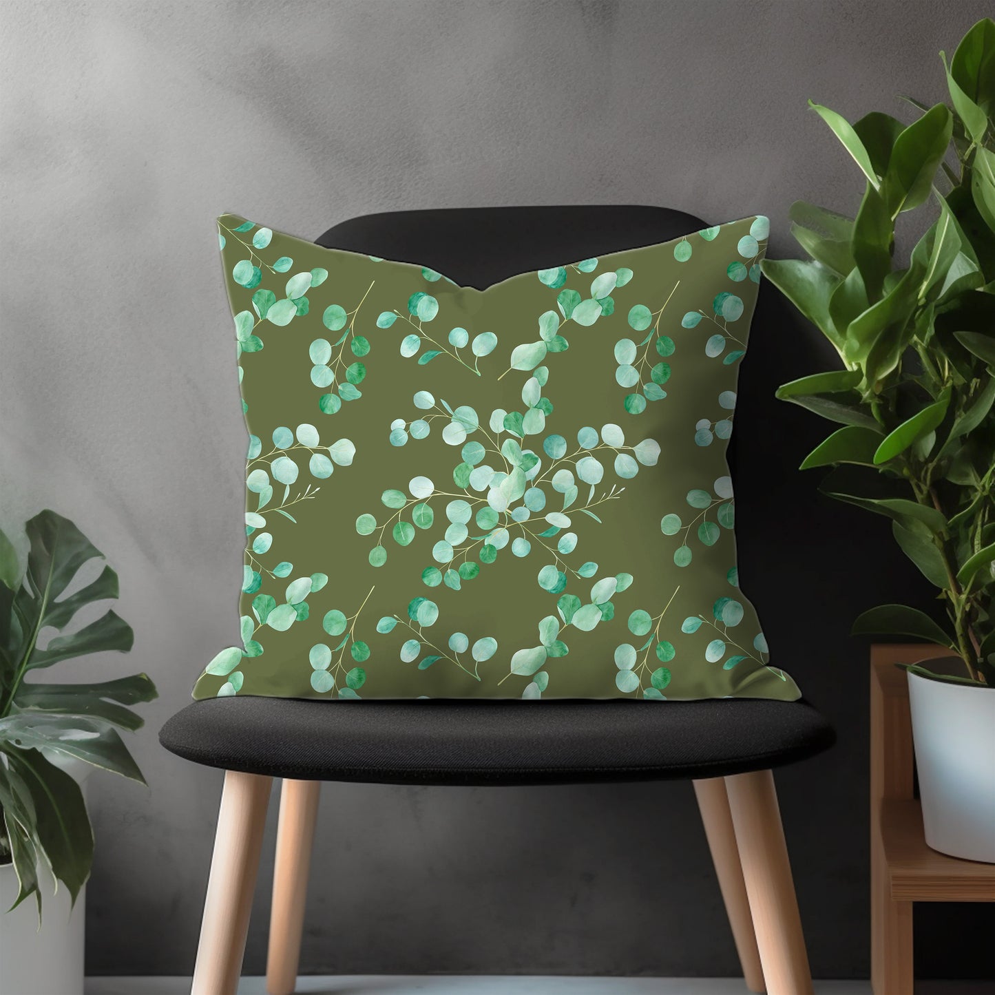 Green Floral Pillow Cover, Tropical Garden Euro Pillow Shams, Leaves Theme Bedroom Throw Pillow Case, Flower Couch Pillow Cover