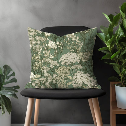 Green Floral Pillow Cover, Tropical Garden Euro Pillow Shams, Leaves Theme Bedroom Throw Pillow Case, Flower Couch Pillow Cover