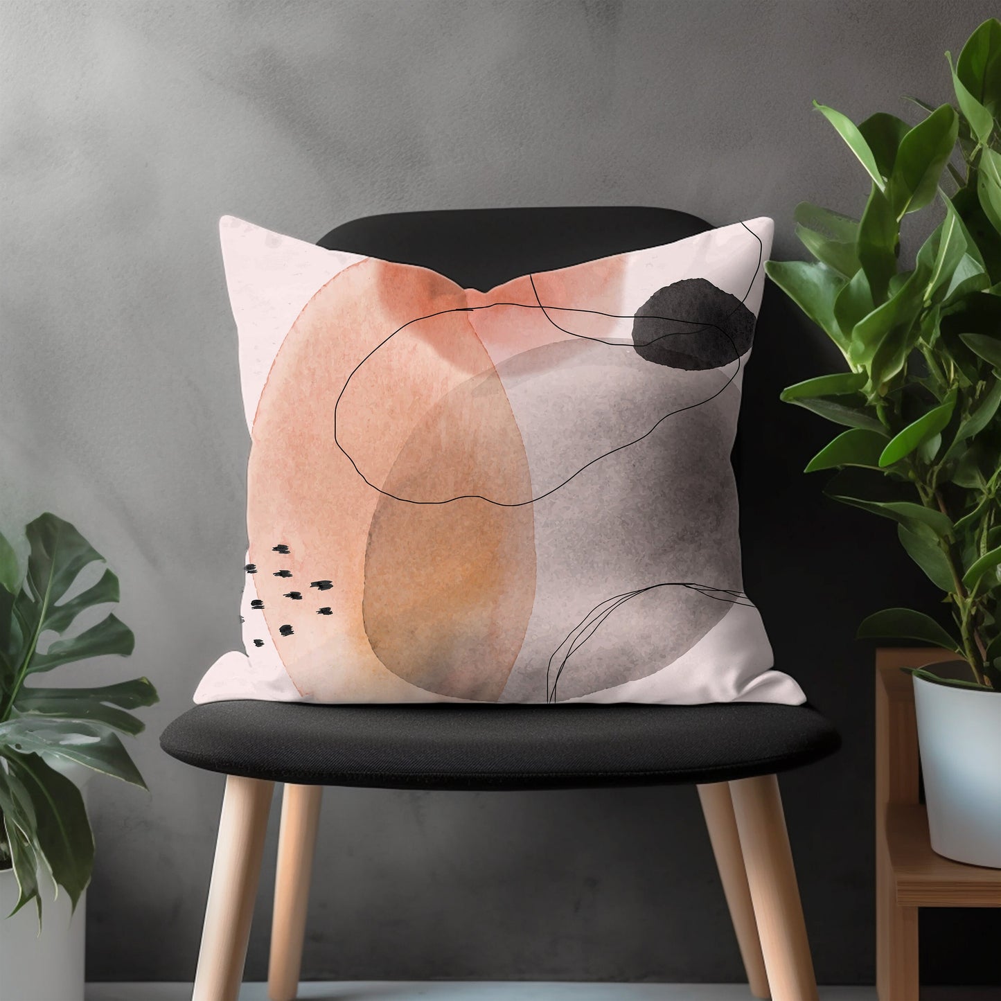 Abstract Pillow Cover, Mid Century Modern Euro Pillow Shams, Minimalist Drawing Bedroom Throw Pillow Case, Modern Living Room Decoration