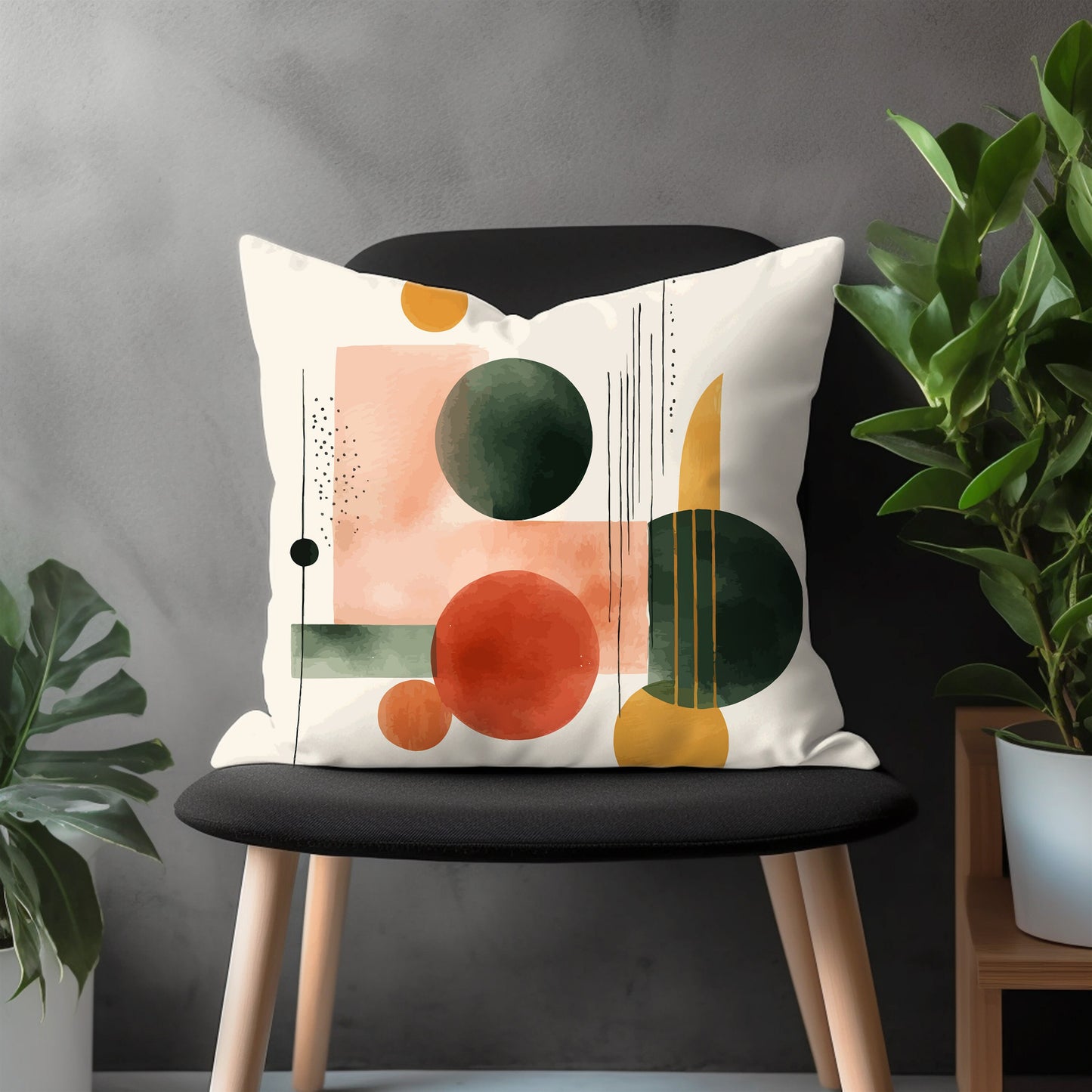 Abstract Pillow Cover, Mid Century Modern Euro Pillow Shams, Minimalist Drawing Bedroom Throw Pillow Case, Modern Living Room Decoration