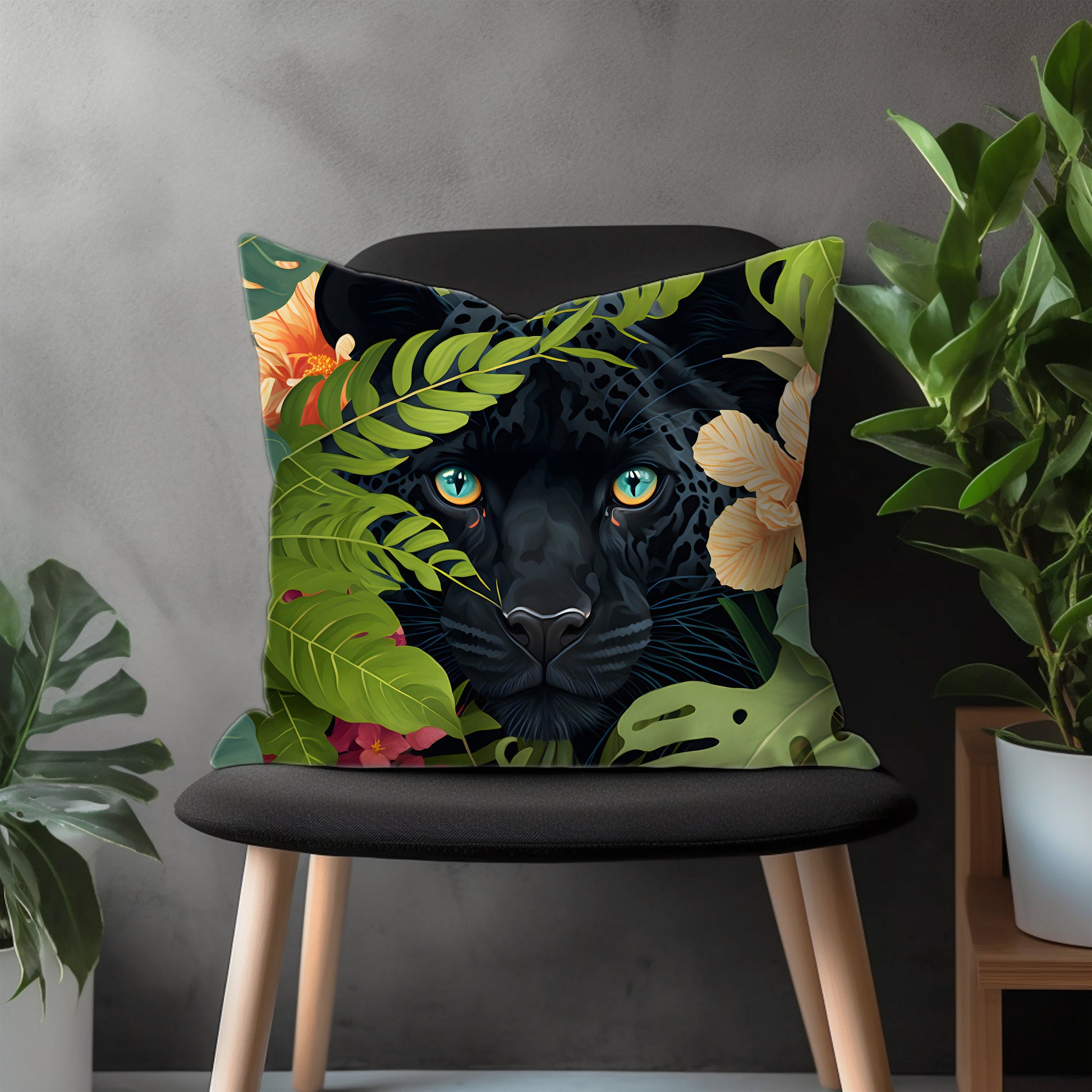 Bengal Tiger Pillow Cover, Black Puma Euro Pillow Shams, Wild Animal Bedroom Throw Pillow Case, Jungle Theme Living Room Decor