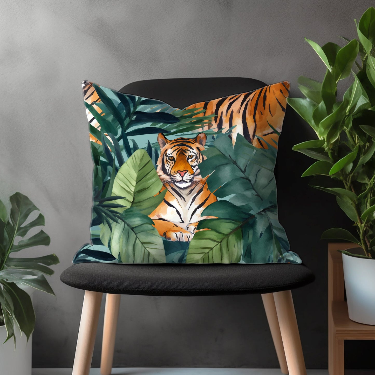 Bengal Tiger Pillow Cover, Black Puma Euro Pillow Shams, Wild Animal Bedroom Throw Pillow Case, Jungle Theme Living Room Decor