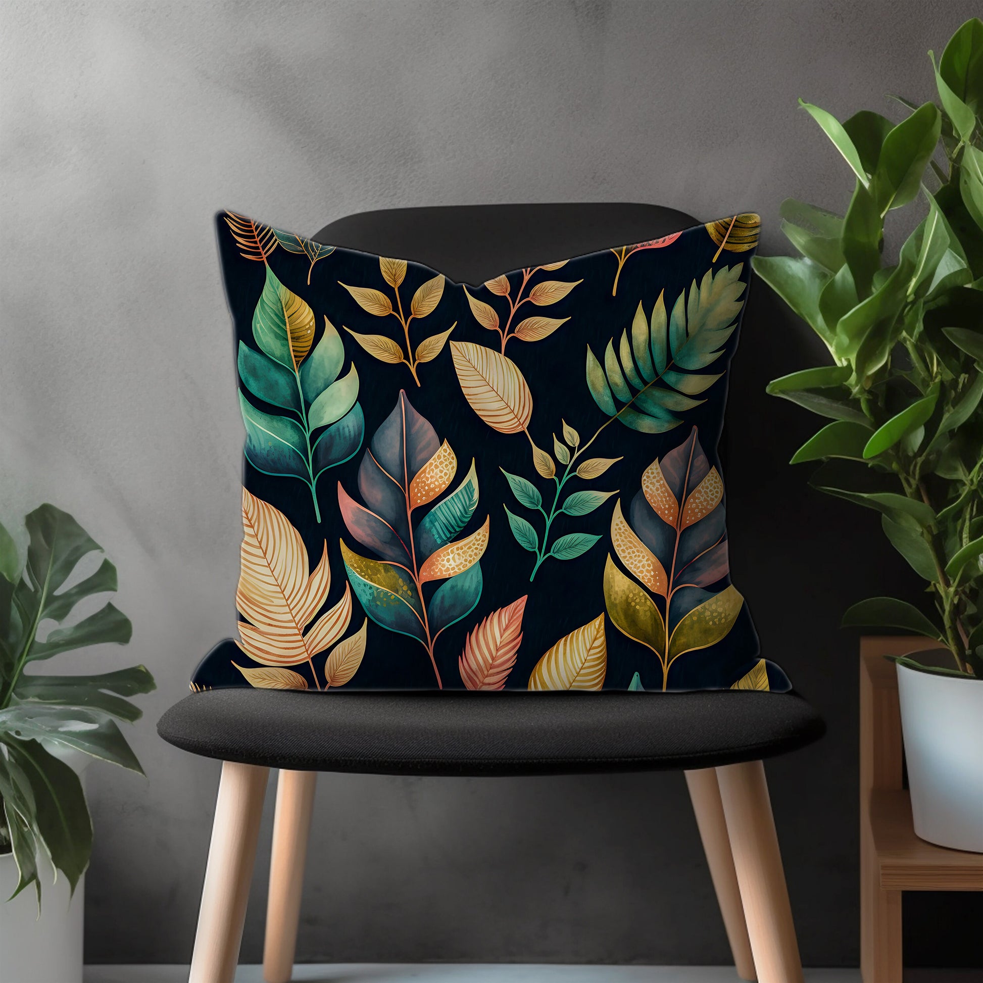 Abstract Colorful Flower Pillow Cover, Modern Floral Euro Pillow Shams, Tropical Leaves Bedroom Throw Pillow Case, Living Room Decoration