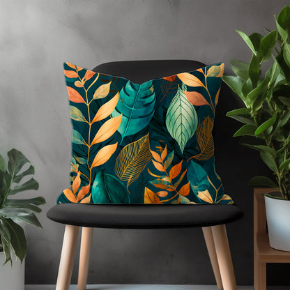 Abstract Colorful Flower Pillow Cover, Modern Floral Euro Pillow Shams, Tropical Leaves Bedroom Throw Pillow Case, Living Room Decoration