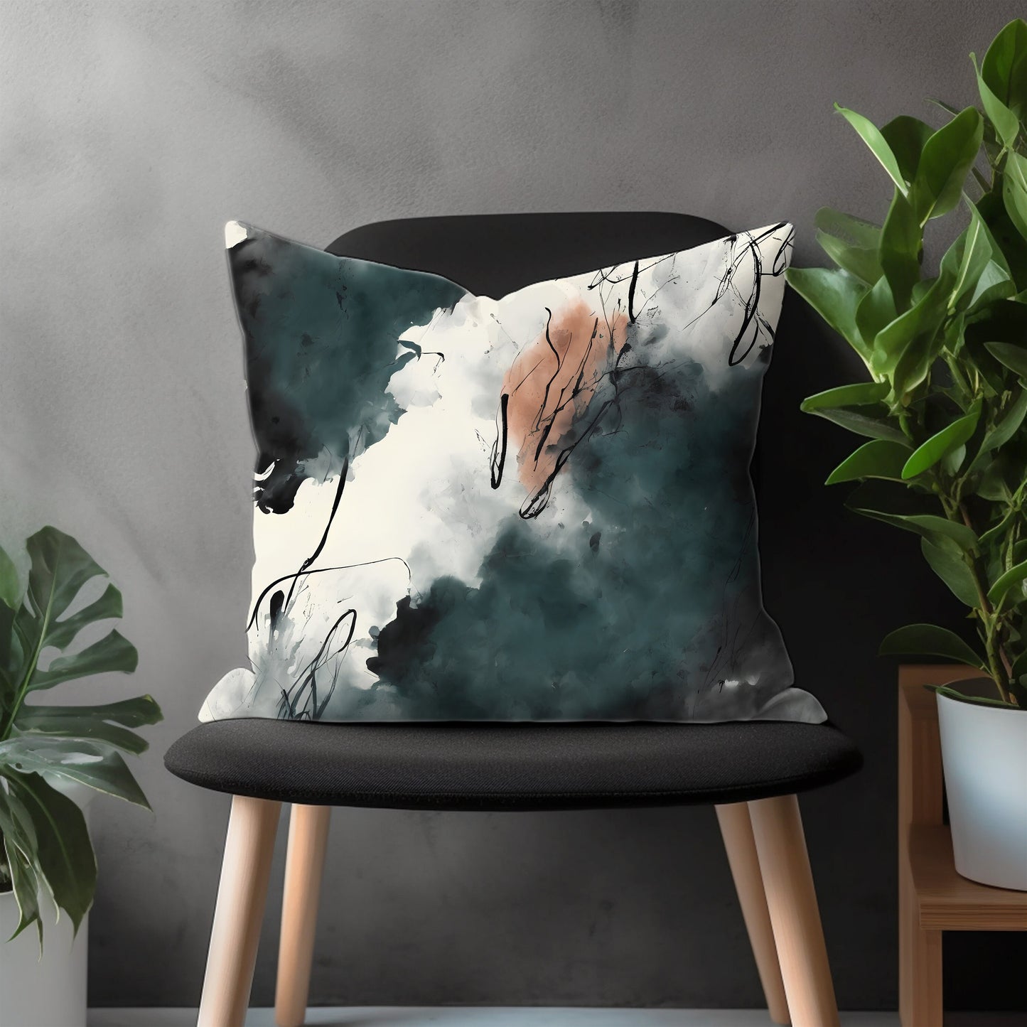 Abstract Painted Pillow Cover, Brushed Stroke Floral Euro Pillow Shams, Boho Living Room Decoration, Modern Bedroom Throw Pillow Case