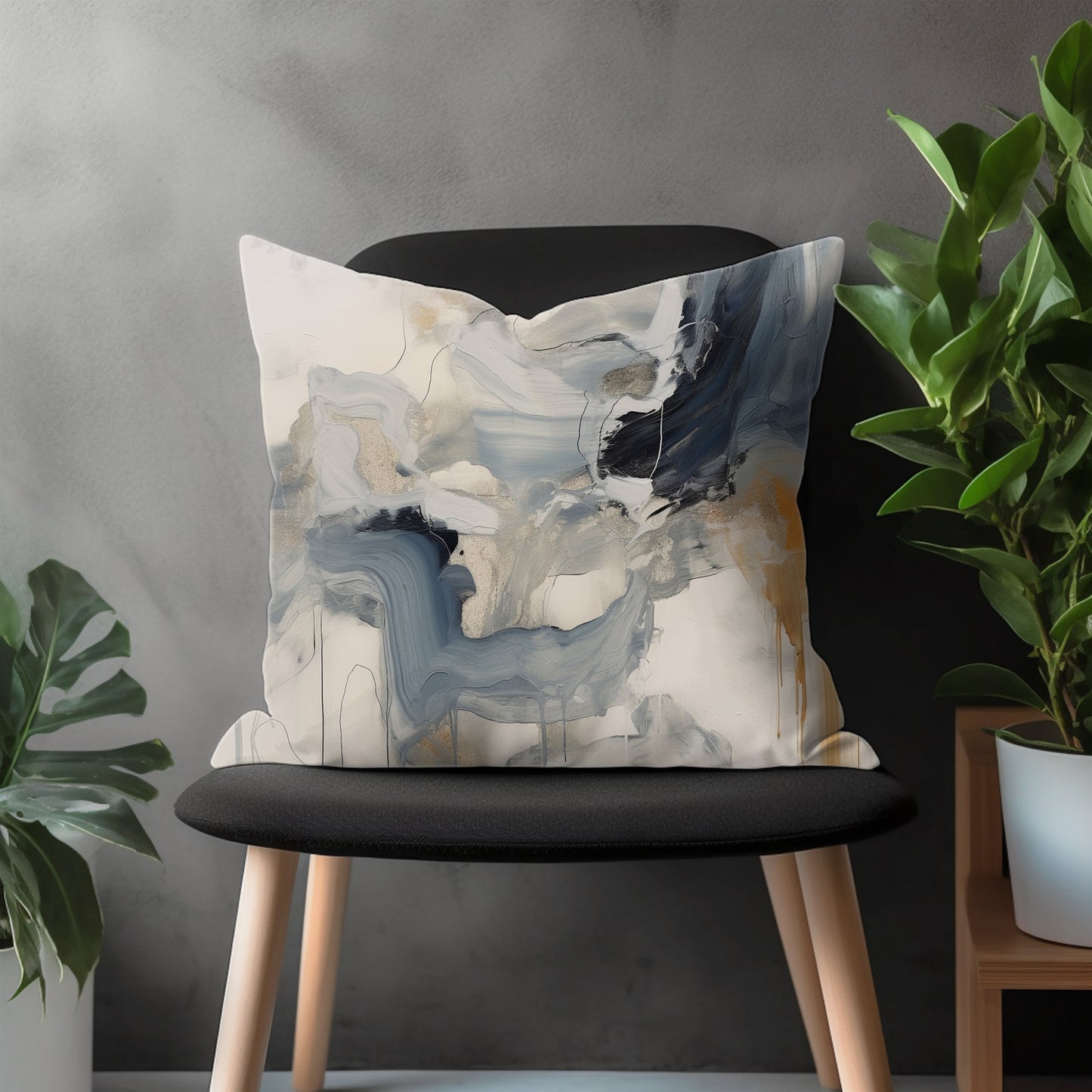 Abstract Painted Pillow Cover, Brushed Stroke Floral Euro Pillow Shams, Boho Living Room Decoration, Modern Bedroom Throw Pillow Case