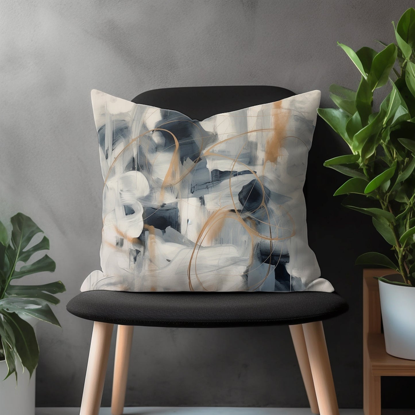 Abstract Painted Pillow Cover, Brushed Stroke Floral Euro Pillow Shams, Boho Living Room Decoration, Modern Bedroom Throw Pillow Case