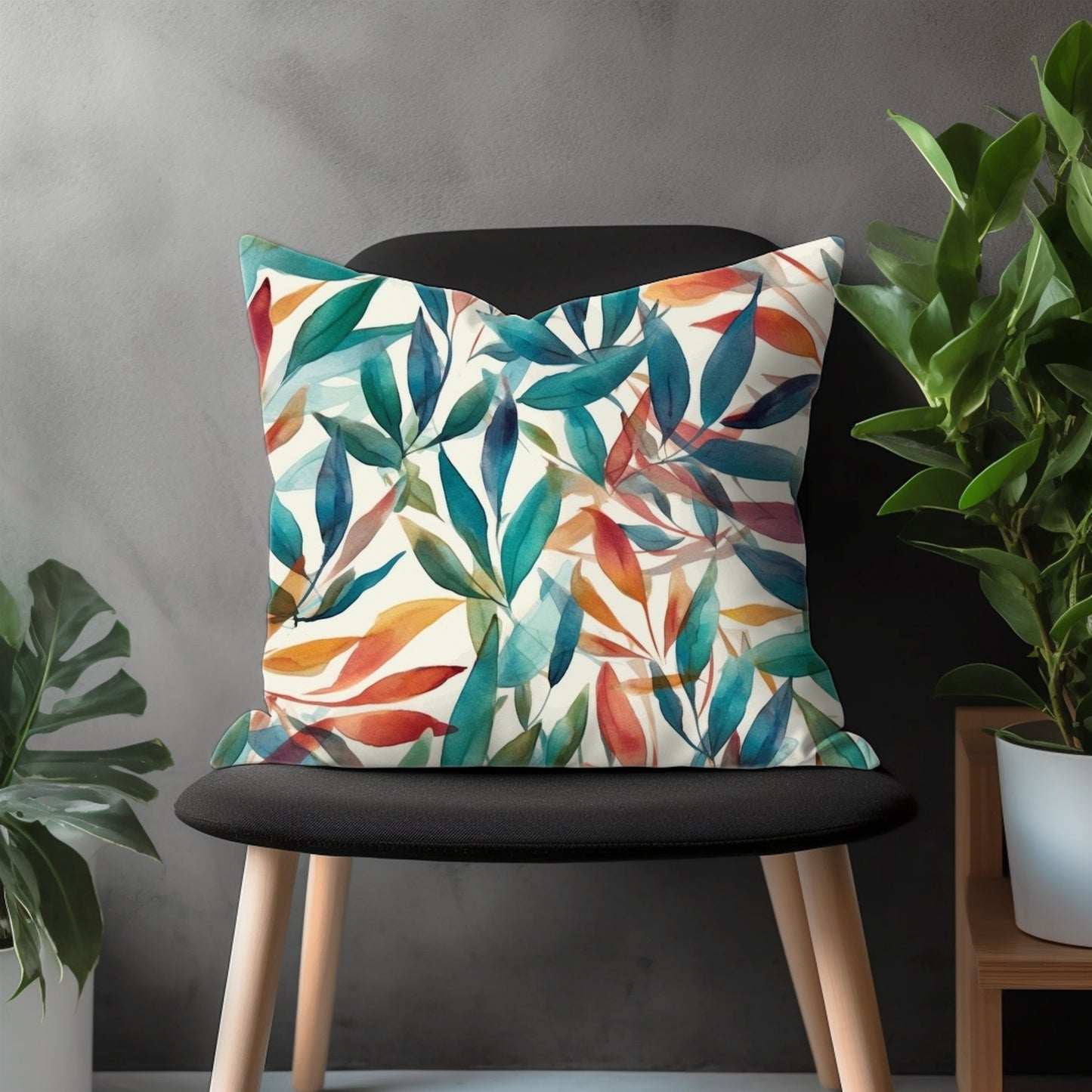 Colorful Flower Pillow Cover, Modern Leaves Euro Pillow Shams, Vivid Bedroom Throw Pillow Case, Botanic Floral Living Room Decor