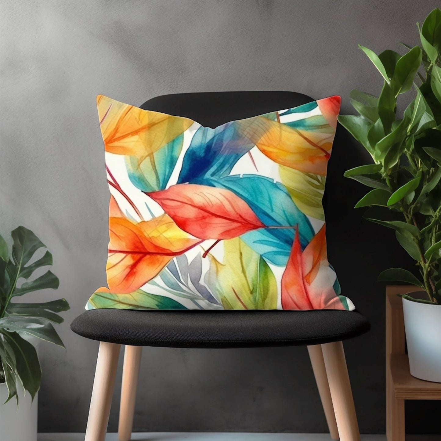 Colorful Flower Pillow Cover, Modern Leaves Euro Pillow Shams, Vivid Bedroom Throw Pillow Case, Botanic Floral Living Room Decor