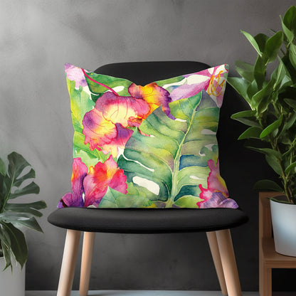 Colorful Flower Pillow Cover, Modern Leaves Euro Pillow Shams, Vivid Bedroom Throw Pillow Case, Botanic Floral Living Room Decor