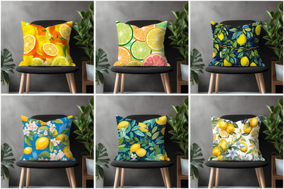 Lemon Pillow Cover, Lime Euro Pillow Shams, Orange Kitchen Decoration, Any Size Pillow Case, Housewarming Gift