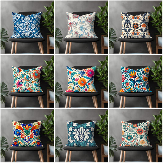 Blossom Floral Pillow Cover, Colorful Flower Modern Euro Pillow Shams, Decorative Bedroom Throw Pillow Case, Living Room Decoration