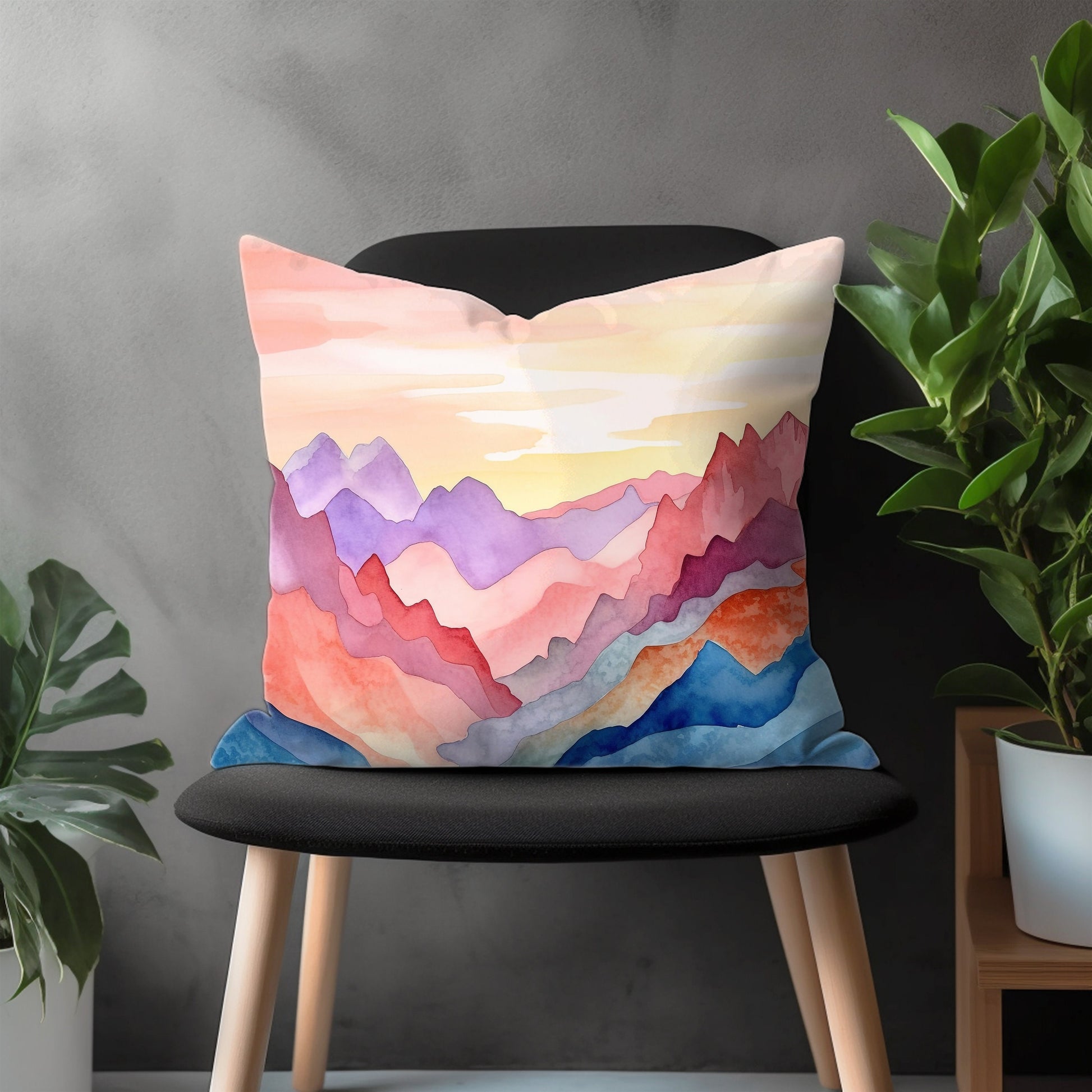 Landscape Pillow Cover, Mountain View Euro Pillow Shams, Countryside Boho Living Room Decor, Cityscape Abstract Bedroom Throw Pillow Case