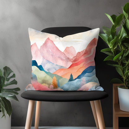 Landscape Pillow Cover, Mountain View Euro Pillow Shams, Countryside Boho Living Room Decor, Cityscape Abstract Bedroom Throw Pillow Case