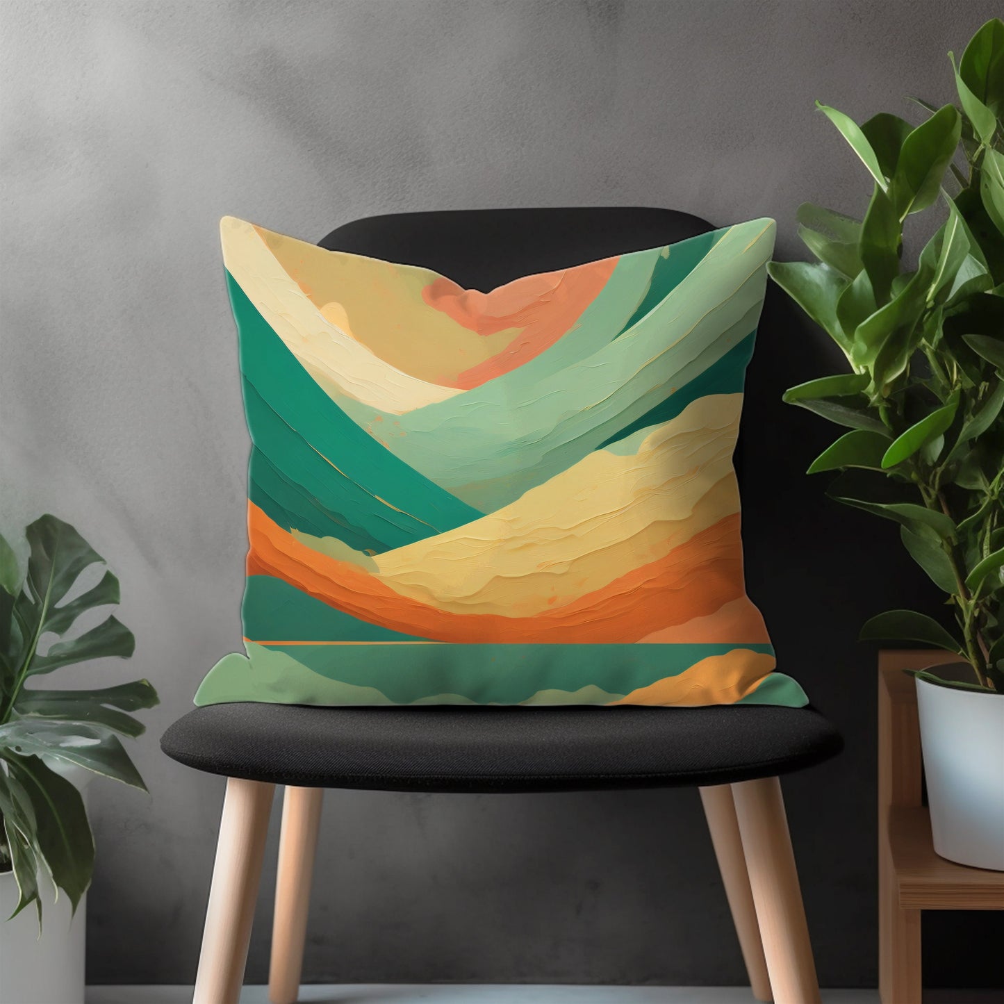 Landscape Pillow Cover, Mountain View Euro Pillow Shams, Countryside Boho Living Room Decor, Cityscape Abstract Bedroom Throw Pillow Case