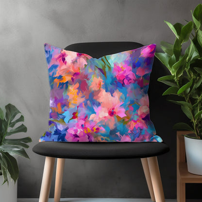 Abstract Colorful Floral Pillow Cover, Vivid Euro Pillow Shams, Bright Bedroom Throw Pillow Case, Modern Living Room Decoration