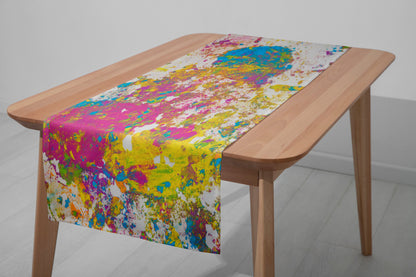 Colourful Paint Effect Table Runner, Abstract Dining Room Table Cloth, Modern Kitchen Table Decor, Multicolor Table Top