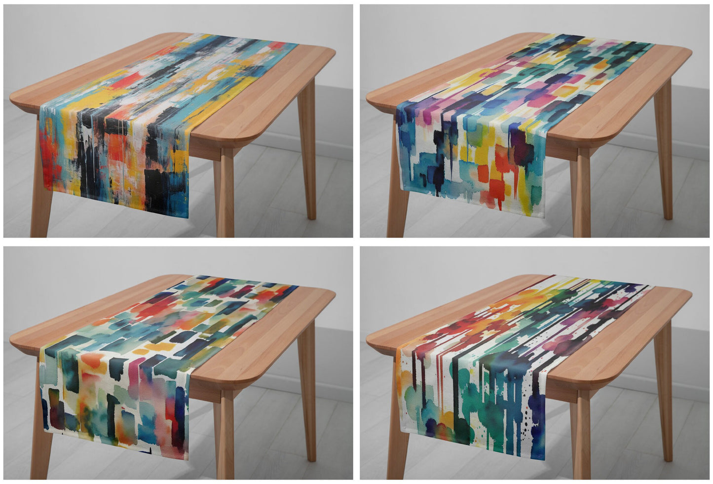 Retro Abstract Table Runner, Paint Splash Table Cloth, Colorful Dining Table Textiles, Boho Kitchen Table Top, Any Size Runner