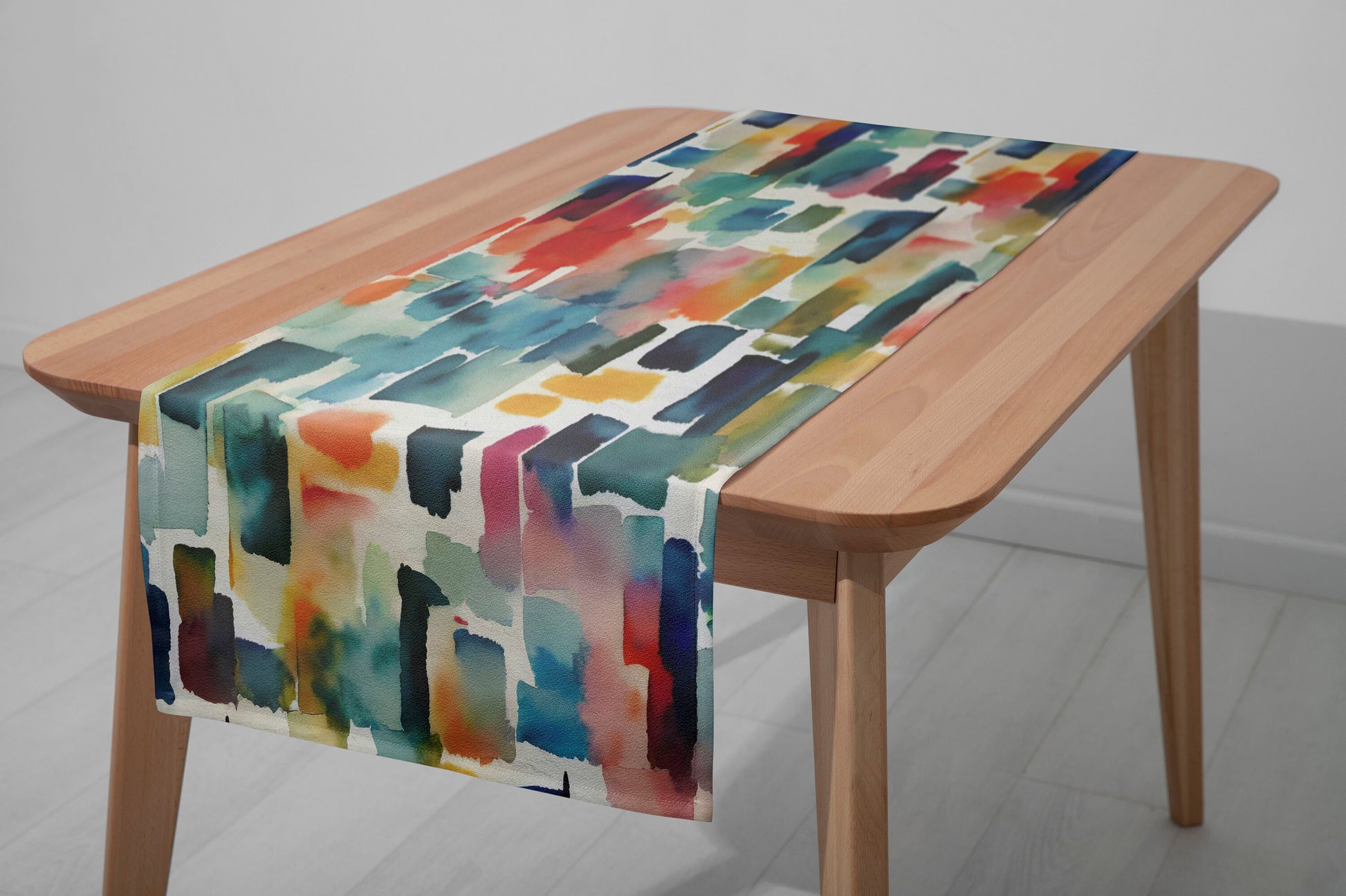 Retro Abstract Table Runner, Paint Splash Table Cloth, Colorful Dining Table Textiles, Boho Kitchen Table Top, Any Size Runner