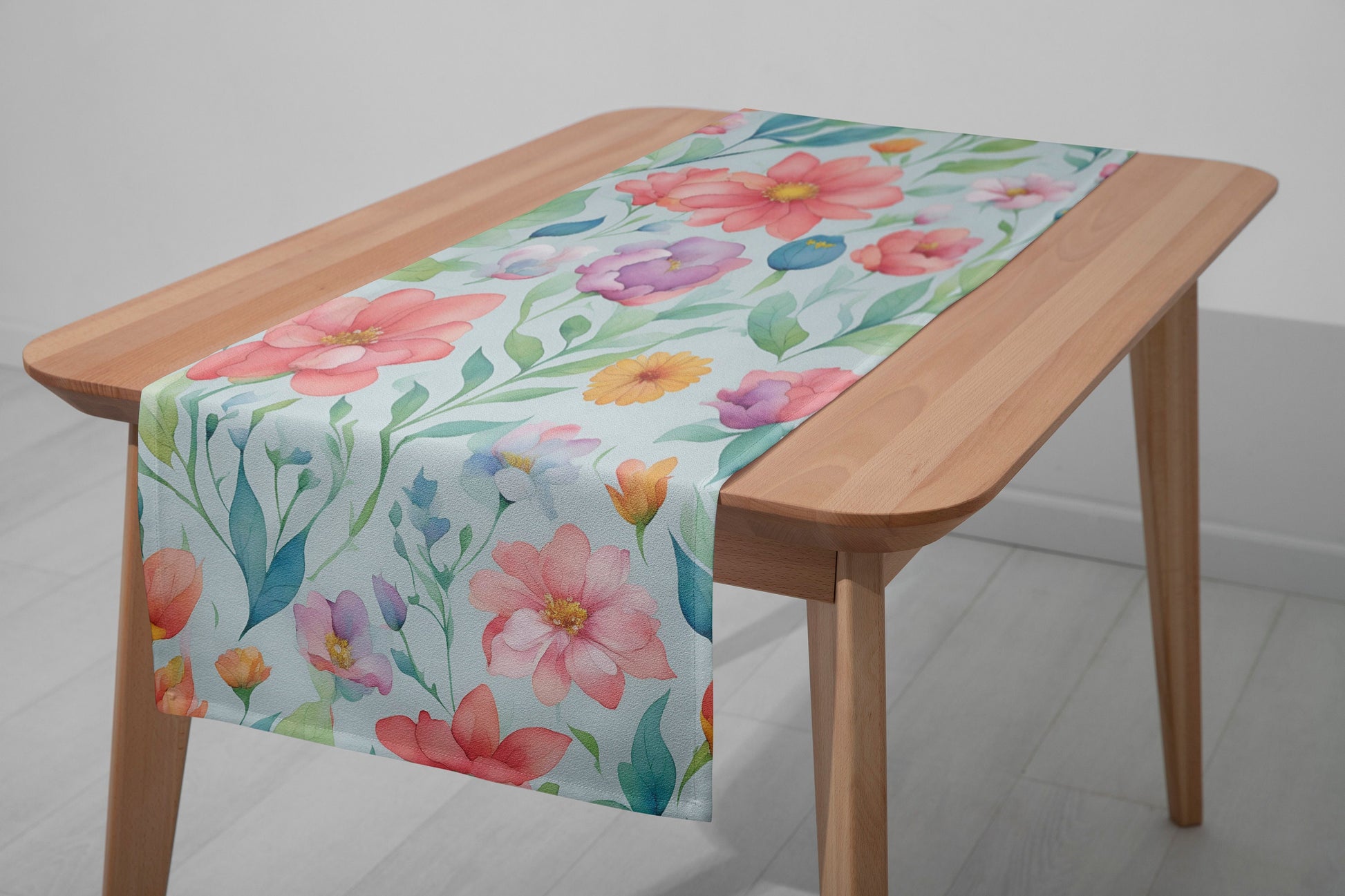 Blossom Floral Table Runner, Spring Flower Table Top, Summer Botanical Dining Room Table Textiles